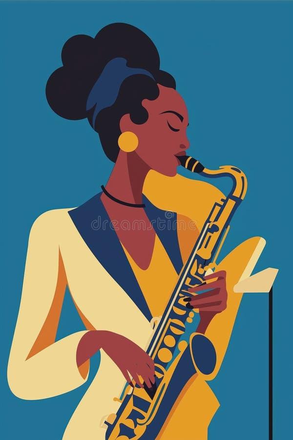 <b>Jazz</b> Saxophonist Playing Soulful Music, Vibrant Illustration of a ...