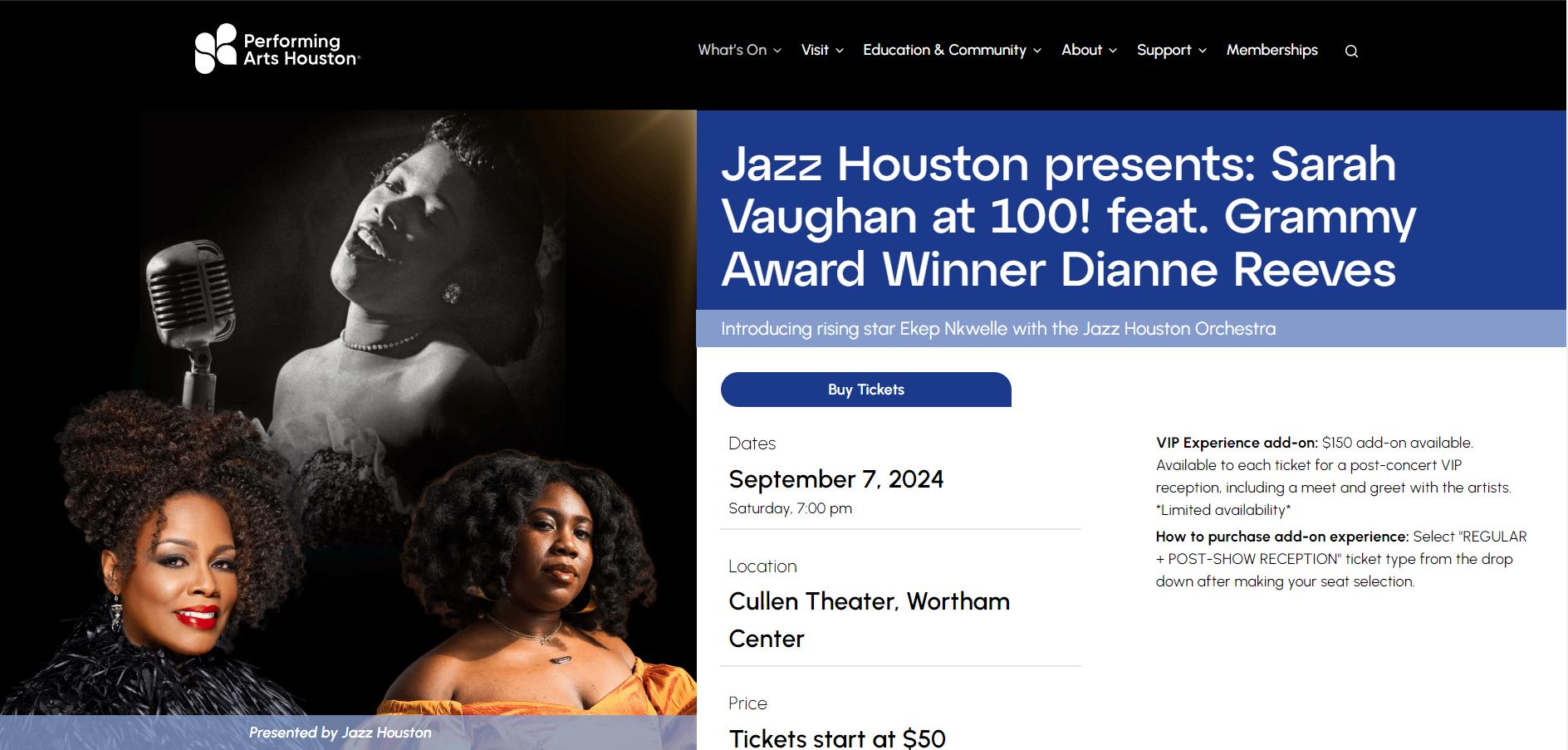 <b>Jazz Houston</b> celebrates 100th Birthday of Icon Sarah Vaughan with ...