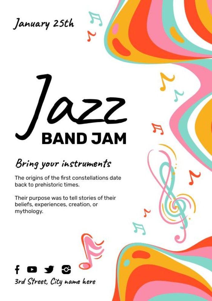 Hand drawn colorful <b>music</b> festival invitation | Free Vector